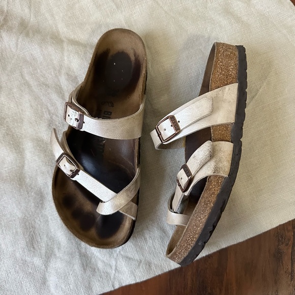 BIRKENSTOCK Mayari Birko-Flor Graceful Pearl White Sandals - Picture 2 of 9